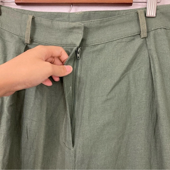 New Vero Moda Army Green Linen Blend Wide Leg Pants size 24 - Picture 8 of 11